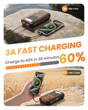SOARAISE Solar Charger Power Bank - 48000mAh Wireless Portable Charger Built-in 4 Cables and 4 Solar Panels, PD QC 3.0 Fast Charging USB C Battery Pack with Flashlight for Camping Travel