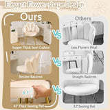 VINGLI Petal Makeup Vanity Chair with Back,Flower Cute Girls Desk Chair Comfy No Wheels