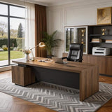 Retractable L-Shaped Executive Desk, Modern Office Desk