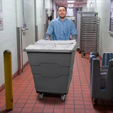 ReadySpace Commercial 16 Bushel Utility Cart with Steel Base, Poly Box Basket Truck, Laundry Cart, and Rolling Trash Bin