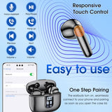 Wireless Earbuds Bluetooth 5.4 In Ear Buds 6 Mic ENC Noise Cancelling Clear Calls, Deep Bass HiFi Stereo Sound Earphones for Android iOS Black
