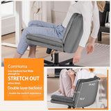 COMHOMA Cross Legged Office Chair with Wheels Armless-Office Desk Chair, Modern Vanity Computer Task Chairs for Home Bedroom, Gray