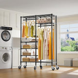VIPEK R4 Garment Racks Heavy Duty Clothes Rack -620lb Capacity Metal Frame, Rolling Lockable Wheels & 6 Tiers Adjustable Height Shelves & Hanger Rods, Black