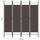 Zexlorith 4-Panel Room Divider, Foldable Fabric Screen, Brown Partition