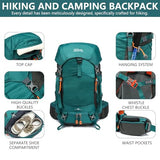 MIVENTO 35L Hiking Backpack - Water-Resistant Nylon Bag with Top Flap Cover, Camping Travel Daypack for Men Women ﻿ (Green)