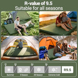 Elegear CumbreX™ Self Inflating Sleeping Pad, Built-in Electric Pump 3.15" Ultra-Thick Memory Foam Camping Mattress Pad with Pillow Double Sleeping Pad for Camping R-Value 9.5 Foam Camp Pad - Full