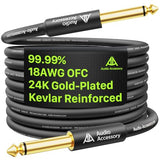 AA AUDIO ACCESSORY Pro Series Guitar Cable 10 ft, 18 AWG 99.99% OFC, Gold-Plated Connector, Low Capacitance Kevlar-Reinforced Straight 1/4 Inch Instrument Cable for Fender Electric Guitar Amp Mogami