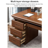 Solid Wood Computer Desk with 3 Drawers, Home Office Desk PC Laptop Study Table