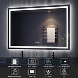 LED Bathroom Mirror 48"X36" with Front Light and Backlit | Stepless Dimmable, Anti-Fog