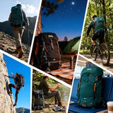 MIVENTO 35L Hiking Backpack - Water-Resistant Nylon Bag with Top Flap Cover, Camping Travel Daypack for Men Women ﻿ (Green)