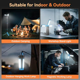 Dimgogo Rechargeable Camping Light with Stand 7ft Max Height, 15000mAh Portable Cordless LED Work Light, 5500 Lumen 6500/4500/3500K Dimmable Emergency Flashlight with Detachable Tripod, Blue