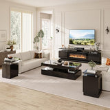 4-Piece Modern Living Room Table Set, Black