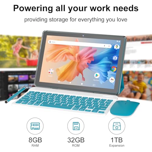 Android 15 Tablet,10 inch Tablets, 8GB RAM+32GB ROM/2TB Expandable ...
