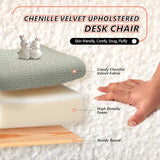 VINGLI Chenille Curved-Back Armless No Wheels Vanity Chair for Girls, Cute & Furry