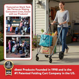Foldable Shopping Cart with Wheels & Brake System - Heavy Duty Collapsible Utility Cart for Groceries & Laundry