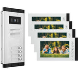 Wired Video Intercom System,7 Inch Ring Video Doorbell with IR Night Vision,HD Camera Kits,IR Outdoor Camera,Dual-Way Intercom for Villa Home Office Apartment (1 Bell +4 Monitor)
