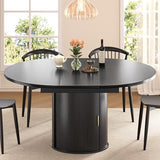 DHH 47"-63" Extendable Round Dining Table for 4–8 with Storage