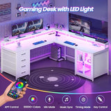 SEDETA L Shaped Gaming Desk with 4 Drawers, 109” Computer Desk with Display Cabinet
