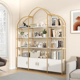 Semoic Arched Bookshelves and Bookcases: Triple Wide 5-Tier Large Open Bookshelf
