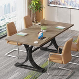 Conference Table, Modern Meeting Table for 8-10 People, Rectangle Seminar Boardroom Table for Office