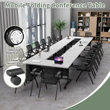 Usosidam Folding Conference Room Table, Modular Mobile Large Flip-Top