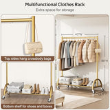 MISSLO Heavy Duty Clothing Rack with Wheels Rolling Clothes Racks for Hanging Clothes, Coats, Garment, Dress, Gold