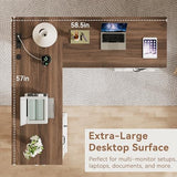 Farmhouse L Shaped Executive Desk with 4 Drawers, Home Office Desk