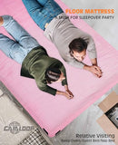 Gaialoop 3 Inch Memory Foam Camping Mattress, Dual Layer Thick Sleeping Camp Pad for Car Tent Cot, Roll-Up Portable Glamping Floor Bed for Guests Sleepover[Full: 75 * 54 * 3"] Sakura Pink