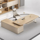 Modern Spacious Executive Desk with Metal Bracket Luxury L Shaped