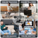 1080P Webcam with Microphone, Noise Cancellation, Privacy Cover, Wide-Angle Lens, Auto Light Correction, Plug & Play USB Webcam