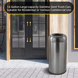 Stainless Steel Trash Can Outdoor Large Garbage Can with Lid Open Top Trash Bin Commercial Big Kitchen Garbage Bin