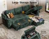 Vipbear 86" Modular Sectional Sleeper Sofa with Pull Out Bed, 3 Seat Plush Corduroy L Shaped Couch with Storage Chaise
