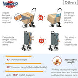 Grocery Foldable Trolley with Extra Large Shopping Bag Laundry Utility Cart with Adjustable Bungee