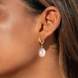 YOIHUR Pearl Earrings for Women, 14K Gold Plated Pearl Drop Dangle Earrings Zircon Stud Earrings Trendy Hypoallergenic Wedding Gold Hoop Earrings Bridesmaid Jewelry Gift