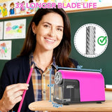 Electric Pencil Sharpener for Classroom, 6 Holes, Cordless & Rechargeable