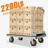 Platform Truck Cart, Foldable Push Cart Dolly Large Flatbed w/Rubber Mat and 6'' Wheels
