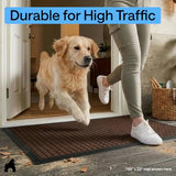GORILLA GRIP 100% Waterproof All-Season WeatherMAX Doormat, 60x24, US Designed Natural Rubber, Stain and Fade Resistant, Low Profile Indoor Outdoor Door Mats, Easy Clean Patio Mat, Coffee Squares