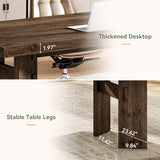 63-Inch Executive Desk, Solid Wood Home Office Computer Desk with Heavy Duty Legs, Rustic Brown