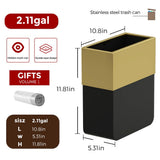 LEASYLIFE 4gallon Narrow-Slit Bathroom Trash Can, Open Top Garbage Can,Double-Layer Design with Realistic Wood Texture, Anti-Slip Base, Suitable for bathrooms, Powder Rooms (2.1gal-Black and Gold)