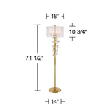 Possini Euro Design Vivant Modern Glam Luxury 71 1/2" Tall Standing Floor Lamp Large 8-Light Crystal Spray LED Dimmable Metal Soft Gold Finish Living Room Bedroom House Reading Office Home Décor