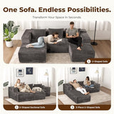 Modular Boneless U-Shaped Couches for Living Room with Side Pockets