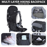 MIVENTO 50L Hiking Backpack - Water-Resistant Nylon Bag with Flap Top, Camping Travel Backpack for Men Women (Black)
