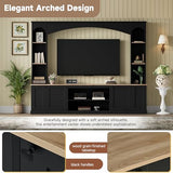 MLZTINGR Entertainment Center with Bookshelves Wall Unit Entertainment Center, Elegant Arched Farmhouse TVs Up to 70", 91 Inch TV Stand