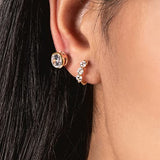 14K Solid Gold | Round Cut Cubic Zirconia Stud Earrings