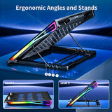 Gaming Laptop Cooling Pad with 15 Cooler Fans, RGB Ultimate Computer Stand Base with Silent Fans for 15-18 Inch Laptops