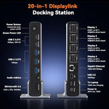 DisplayLink Docking Station 4 Monitors, 20-in-1 Quad 4K@60Hz HDMI Display with 150W Power Supply for Thunderbolt 5/4/3, USB-C Windows