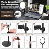 Noveralux 10W 12" Ring Light with Desk Stand & Phone Holder, Dimmable 360° Rotatable LED Full Screen Computer Lamp for Zoom Meetings