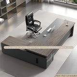 70.8 Inch L Shaped Executive Desk - Modern Office Desk with 2 Drawers, Solid Wood Home Office Desk with Hidden Electrical Hole
