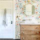 MelunMer Floral Wallpaper Peel and Stick Wallpaper Boho 17.3"x393" Self Adhesive Removable Wall Paper for Bedroom/Bathroom Wildflowers Contact Paper for Cabinets Covering Wall Papers Deco Botanical