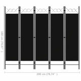 Zexlorith 5-Panel Room Divider, Foldable Iron Privacy Screen, Black
